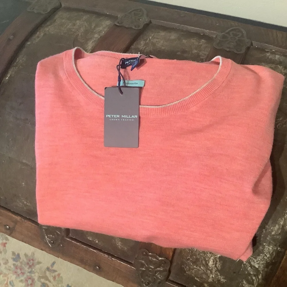 PETER MILLAR Excursionist Flex Sweater Scarlet Lily Merino Wool Men’s XL NWT - Picture 2 of 7